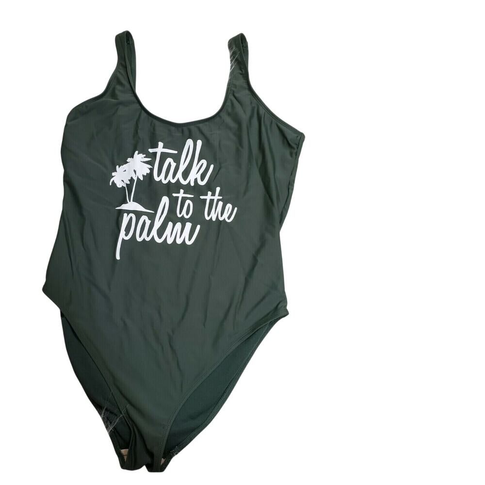 California Sunshine womans size 12/14 bathing suit top green one piece swim pool